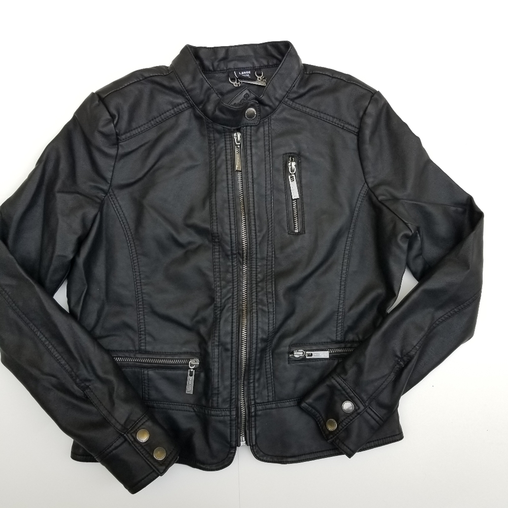 Girls Black Faux Leather Jacket